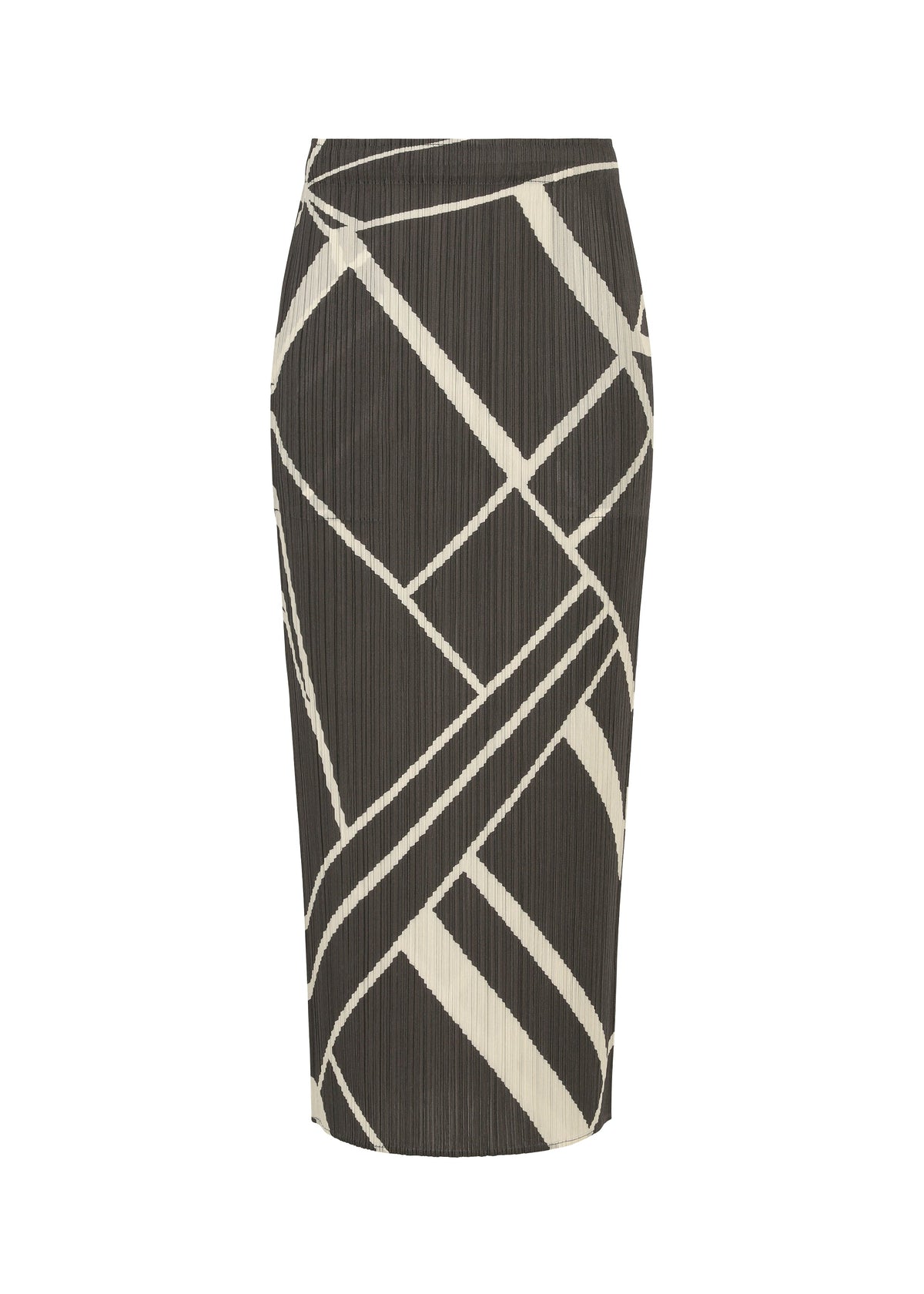 A product shot of the PLEATS PLEASE ISSEY MIYAKE FOLD LINE skirt in charcoal.
