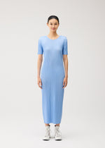 A model wears the PLEATS PLEASE ISSEY MIYAKE MONTHLY COLORS : AUGUST monthly-colors-august-dress-light-blue-3.