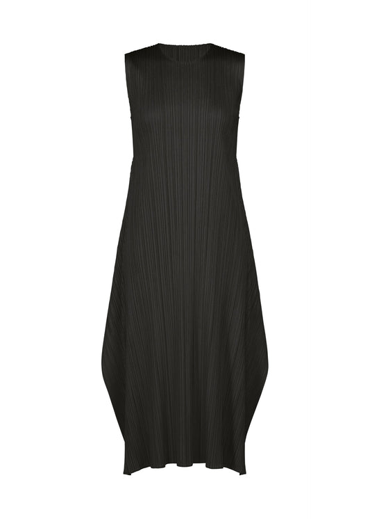 A product shot of the PLEATS PLEASE ISSEY MIYAKE MONTHLY COLORS : SEPTEMBER dress in black.