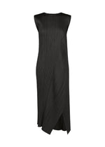 A product shot of the PLEATS PLEASE ISSEY MIYAKE FOLD dress in black.