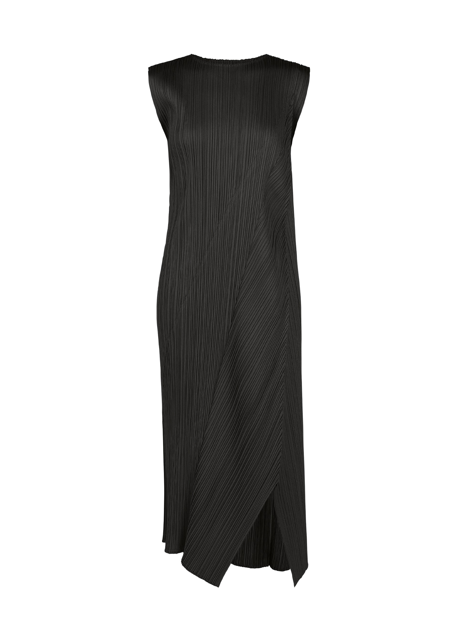 A product shot of the PLEATS PLEASE ISSEY MIYAKE FOLD dress in black.