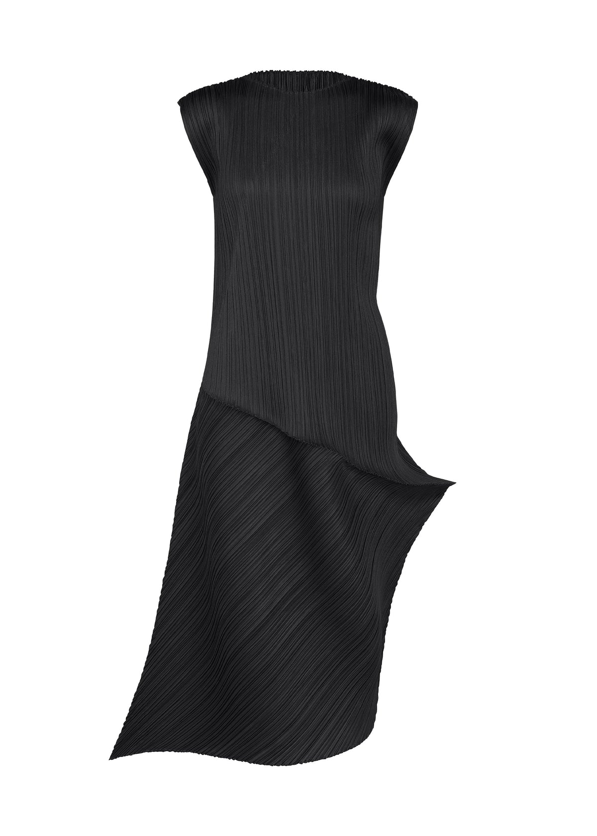 A product shot of the PLEATS PLEASE ISSEY MIYAKE LEAP dress in black.