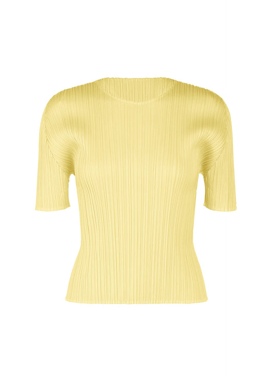 A product shot of the PLEATS PLEASE ISSEY MIYAKE MONTHLY COLORS : JULY shirt in pale yellow.