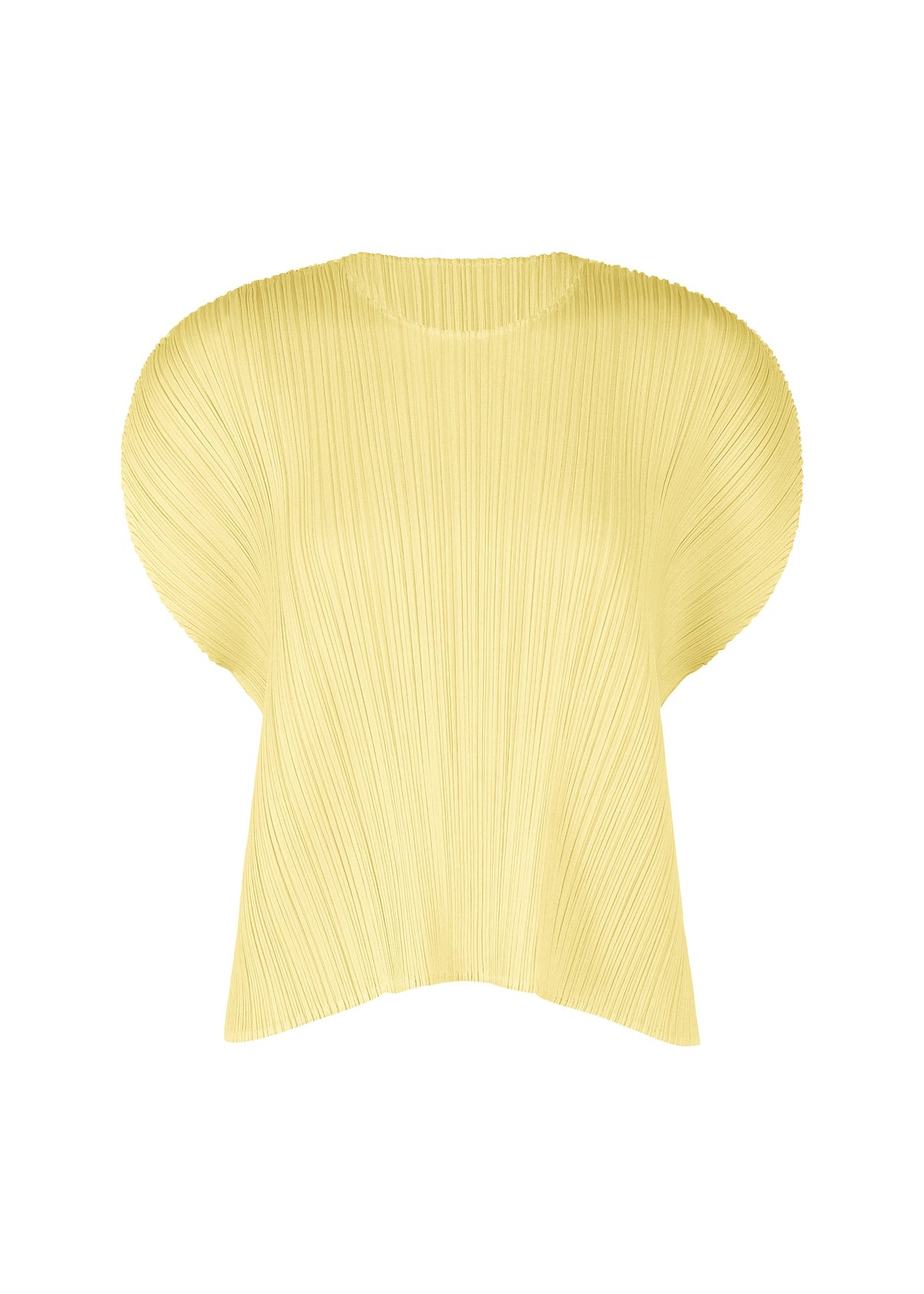 A product shot of the PLEATS PLEASE ISSEY MIYAKE MONTHLY COLORS : JULY shirt in pale yellow.