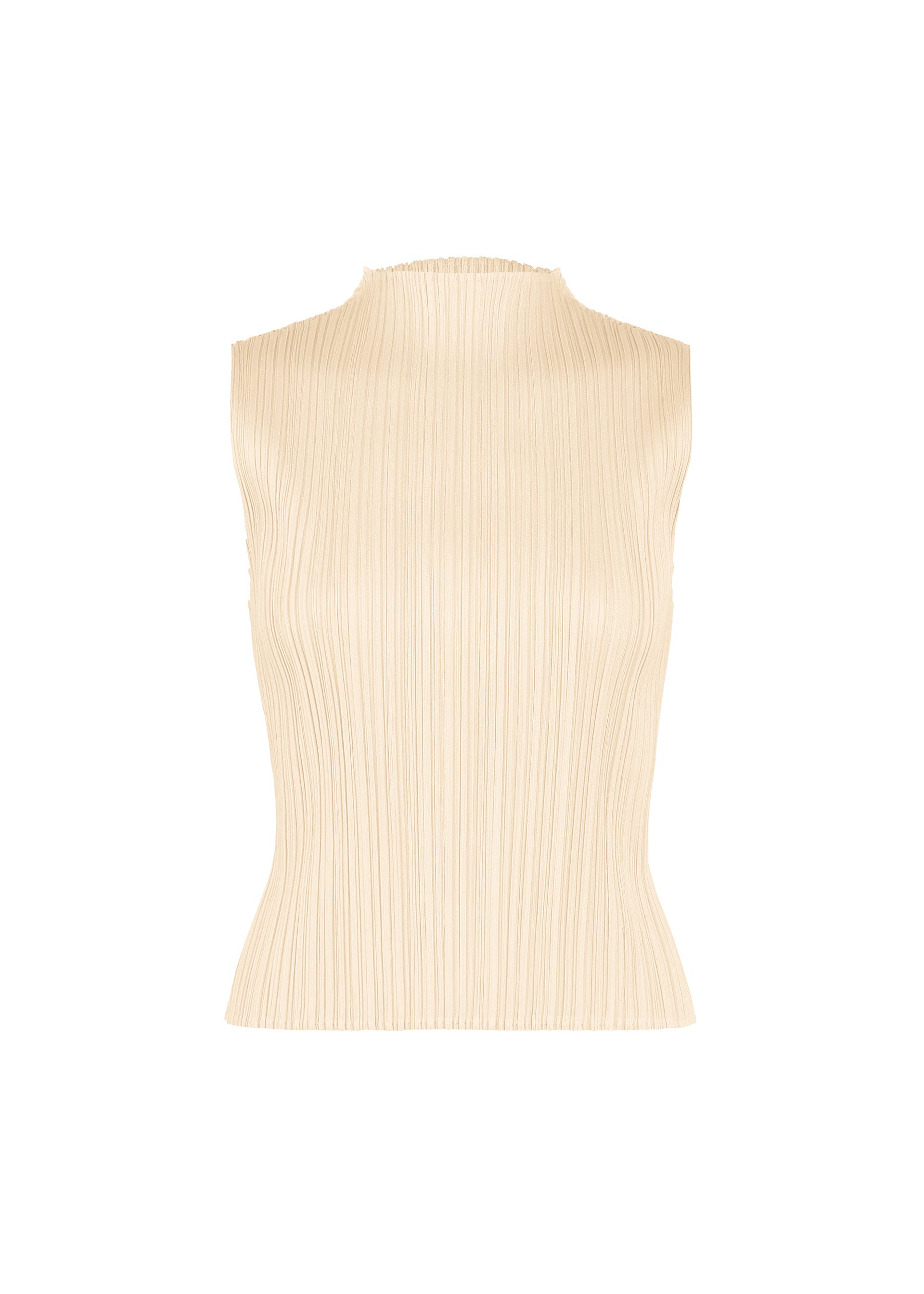 A product shot of the PLEATS PLEASE ISSEY MIYAKE MONTHLY COLORS : AUGUST shirt in off white.