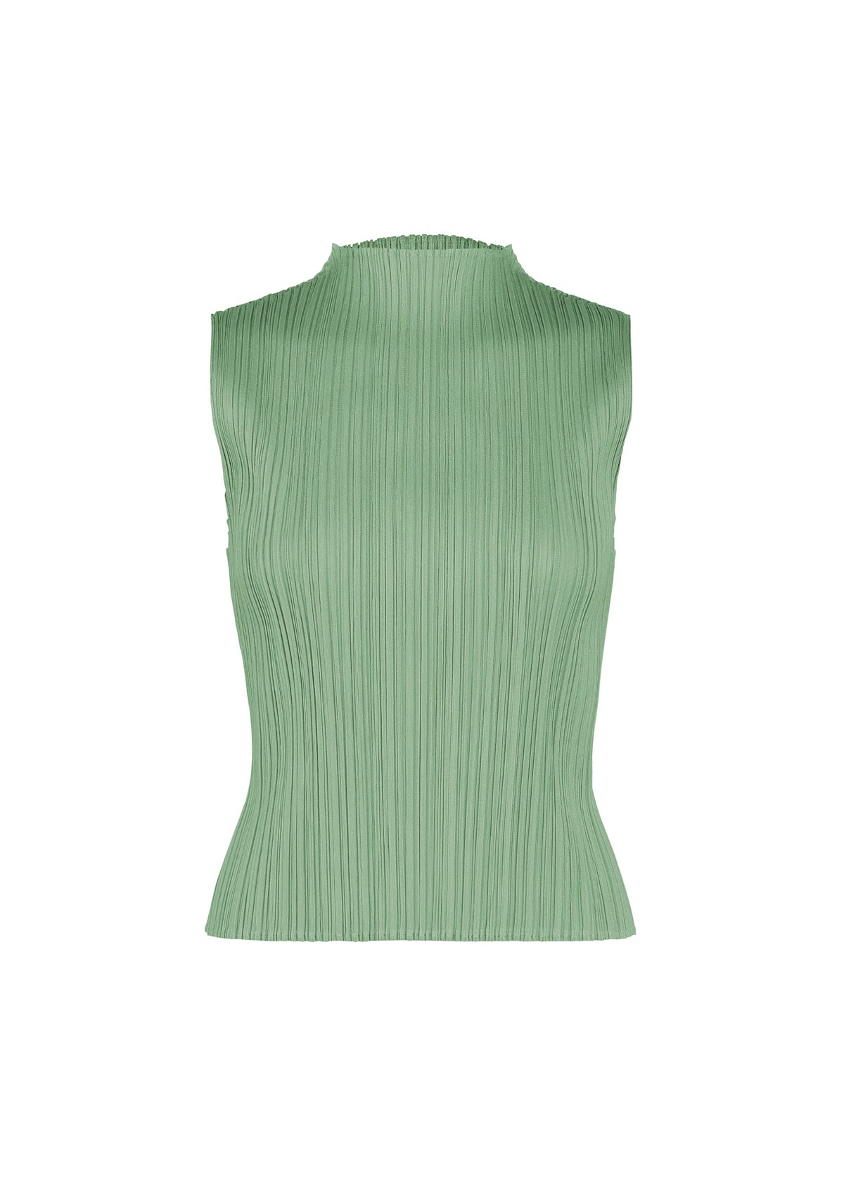 A product shot of the PLEATS PLEASE ISSEY MIYAKE MONTHLY COLORS : AUGUST shirt in grayish green.