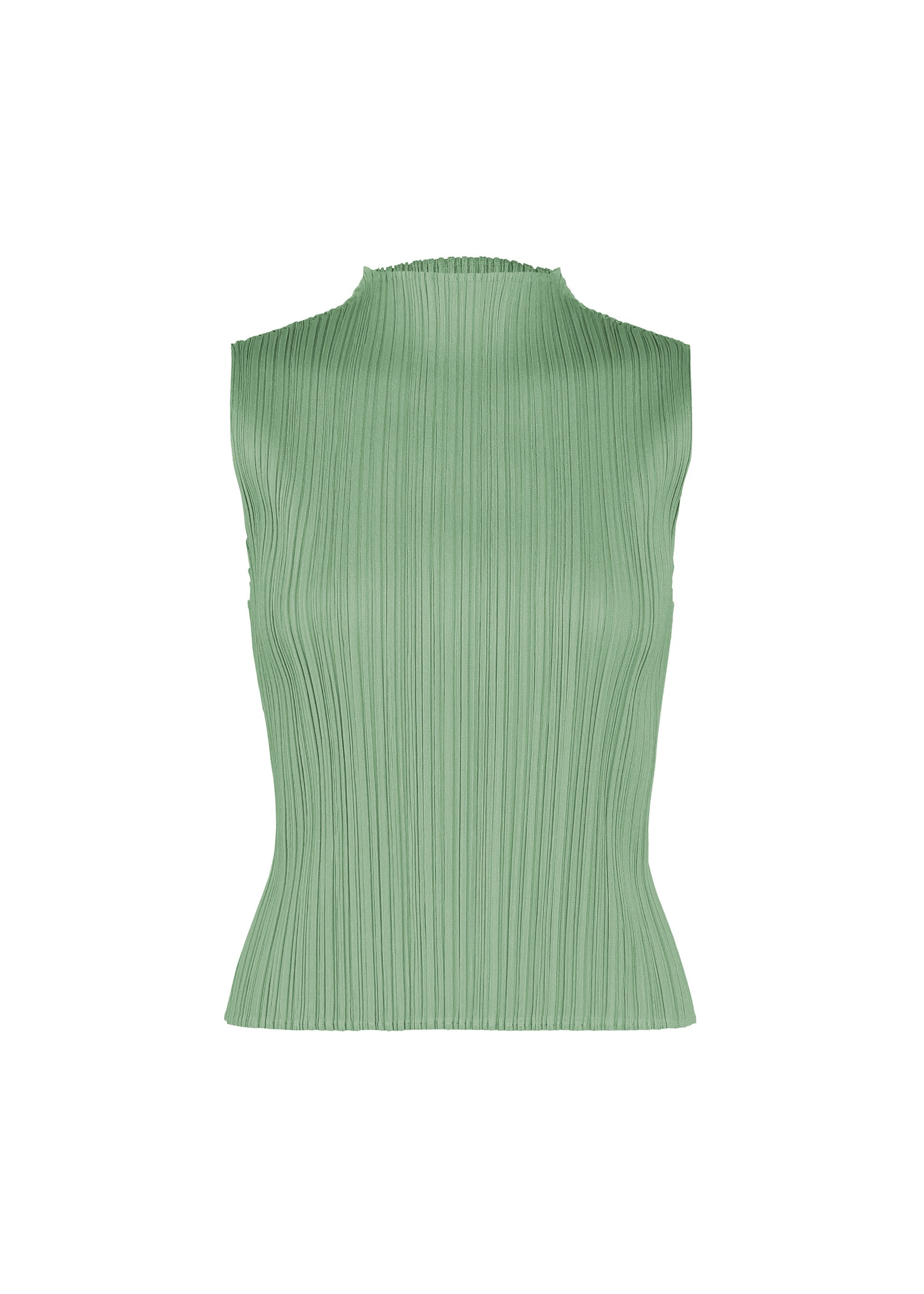 A product shot of the PLEATS PLEASE ISSEY MIYAKE MONTHLY COLORS : AUGUST shirt in grayish green.