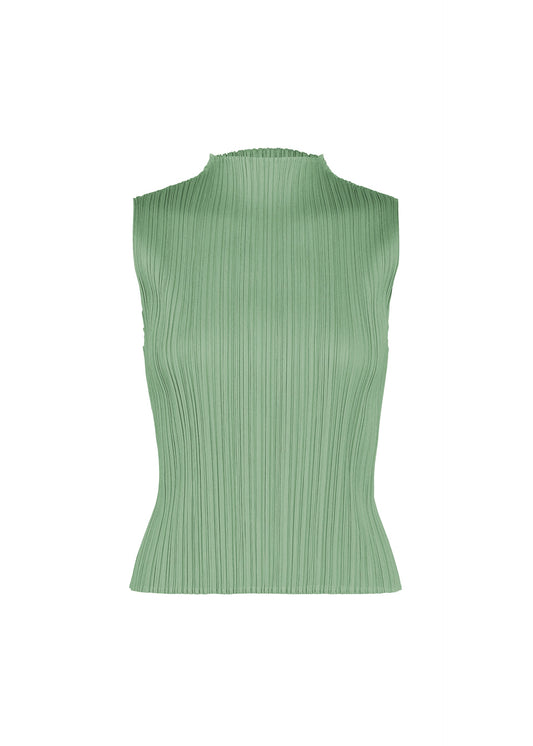 A product shot of the PLEATS PLEASE ISSEY MIYAKE MONTHLY COLORS : AUGUST shirt in grayish green.