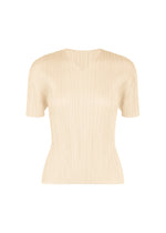 A product shot of the PLEATS PLEASE ISSEY MIYAKE MONTHLY COLORS : AUGUST shirt in off white.