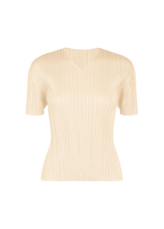 A product shot of the PLEATS PLEASE ISSEY MIYAKE MONTHLY COLORS : AUGUST shirt in off white.