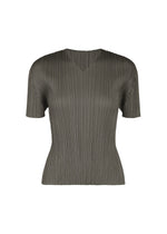A product shot of the PLEATS PLEASE ISSEY MIYAKE MONTHLY COLORS : AUGUST shirt in charcoal.