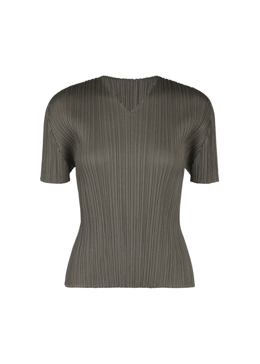 A product shot of the PLEATS PLEASE ISSEY MIYAKE MONTHLY COLORS : AUGUST shirt in charcoal.