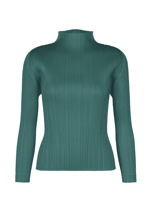 A product shot of the PLEATS PLEASE ISSEY MIYAKE MONTHLY COLORS : OCTOBER shirt in blue green.