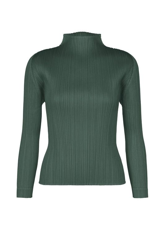A product shot of the PLEATS PLEASE ISSEY MIYAKE MONTHLY COLORS : OCTOBER shirt in dark green.