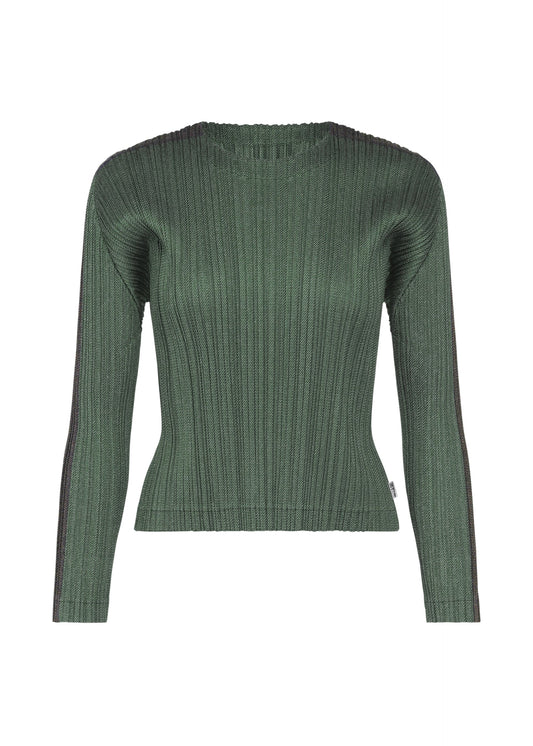 A product shot of the PLEATS PLEASE ISSEY MIYAKE COTTON DENIM shirt in dark green.