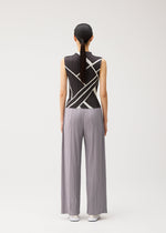 A model wears the PLEATS PLEASE ISSEY MIYAKE FOLD LINE fold-line-shirt-off-white.