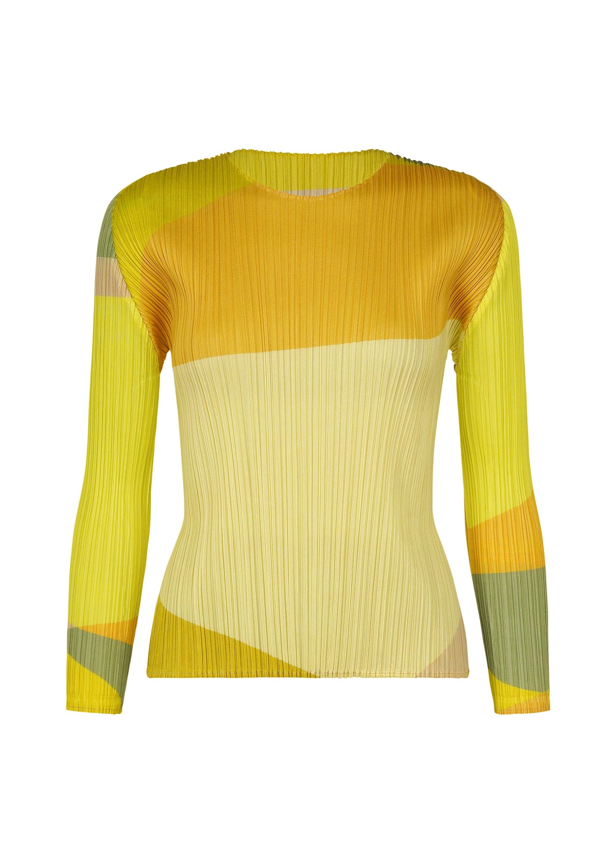 A product shot of the PLEATS PLEASE ISSEY MIYAKE ORBIT shirt in yellow.