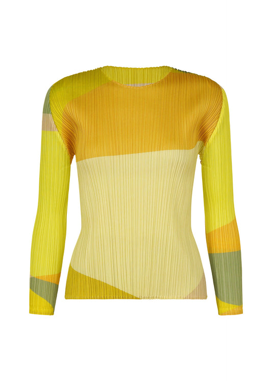 A product shot of the PLEATS PLEASE ISSEY MIYAKE ORBIT shirt in yellow.