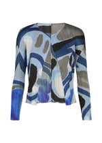 A product shot of the PLEATS PLEASE ISSEY MIYAKE ROLL cardigan in light blue.