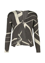 A product shot of the PLEATS PLEASE ISSEY MIYAKE FOLD LINE cardigan in charcoal.
