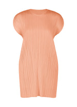 A product shot of the PLEATS PLEASE ISSEY MIYAKE MONTHLY COLORS : JULY dress in pale orange.
