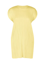 A product shot of the PLEATS PLEASE ISSEY MIYAKE MONTHLY COLORS : JULY dress in pale yellow.