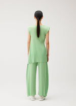 A model wears the PLEATS PLEASE ISSEY MIYAKE FOLD fold-dress-baby-blue-1.