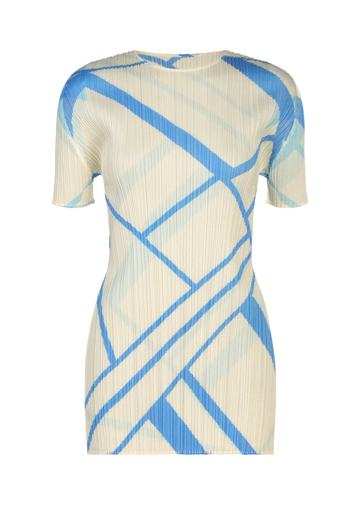 A product shot of the PLEATS PLEASE ISSEY MIYAKE FOLD LINE dress in off white.