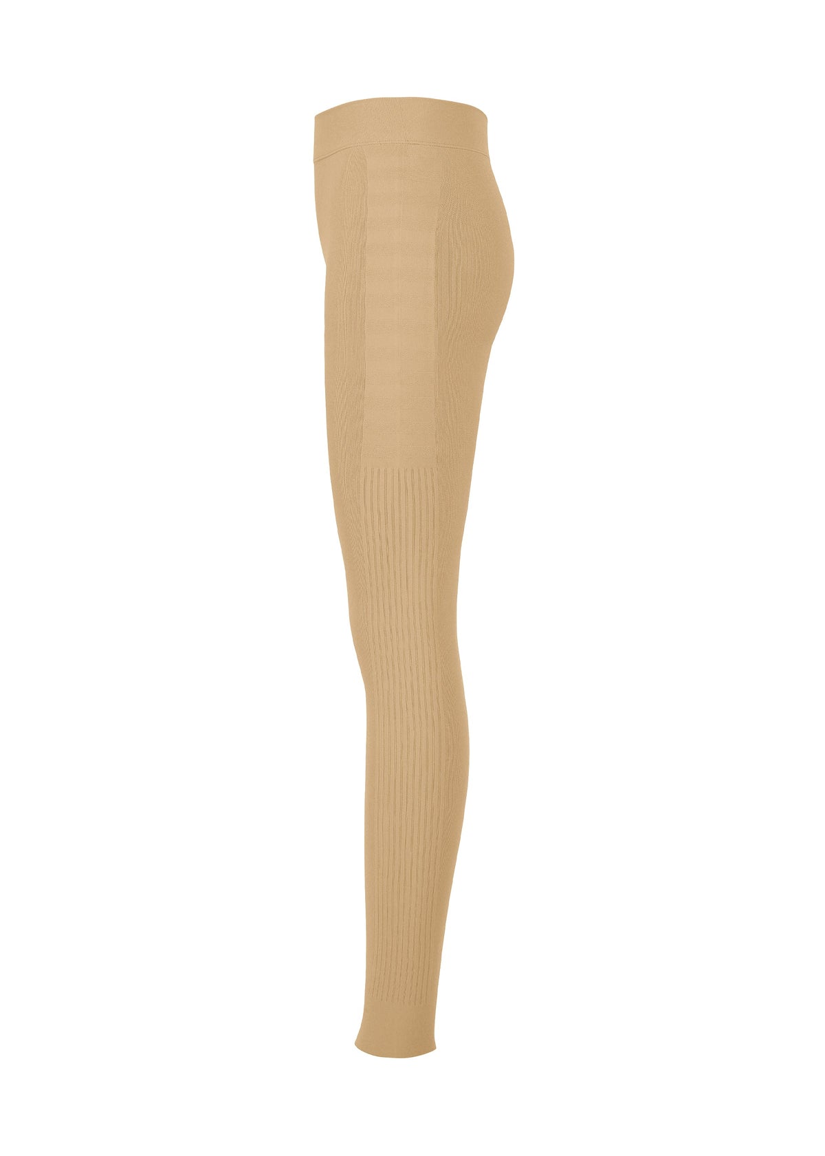A detail shot of the PLEATS PLEASE ISSEY MIYAKE A-POC SKIN trousers.