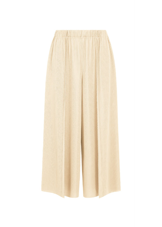 A product shot of the PLEATS PLEASE ISSEY MIYAKE A-POC BOTTOMS pants in white.