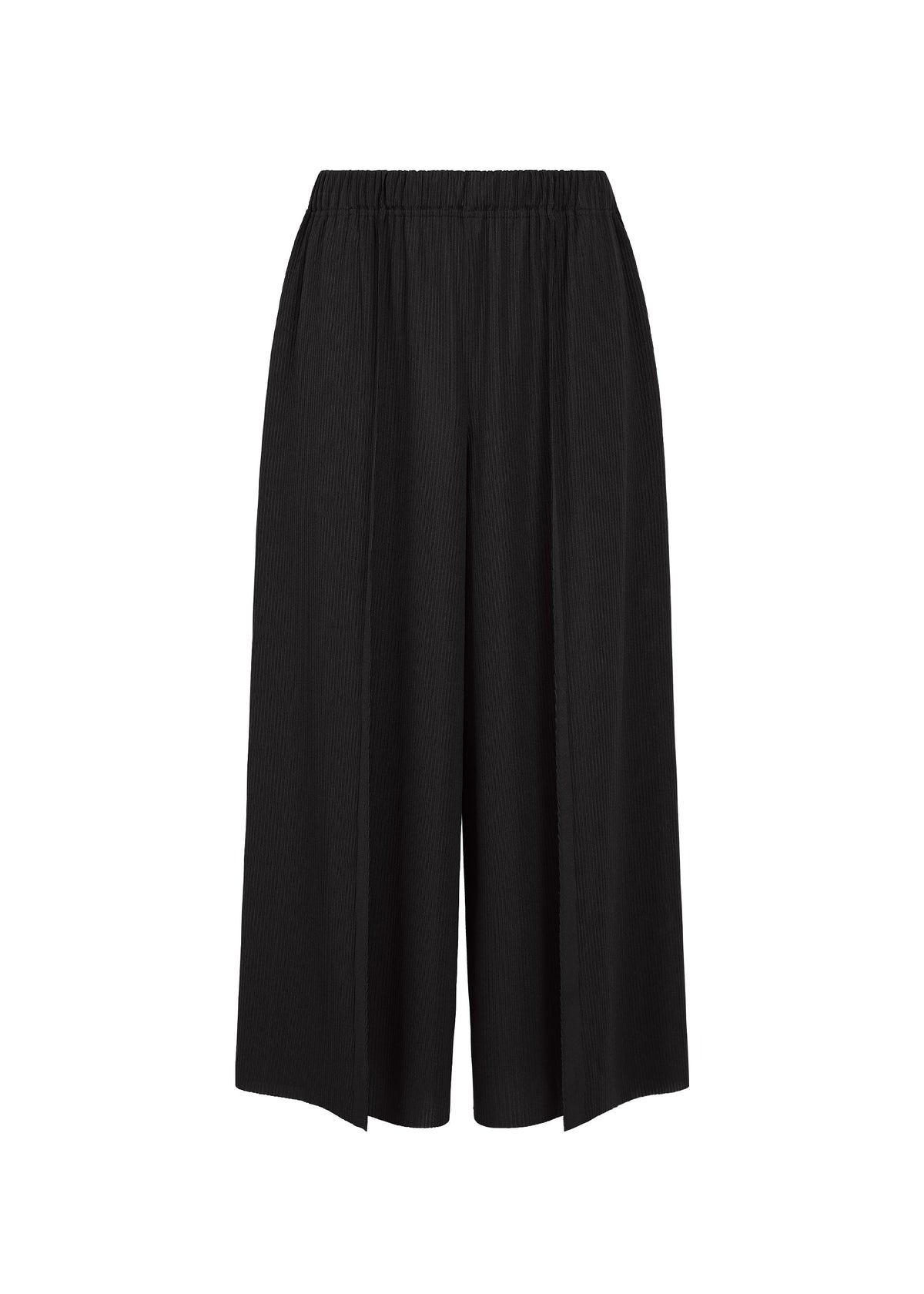 A product shot of the PLEATS PLEASE ISSEY MIYAKE A-POC BOTTOMS pants in black.