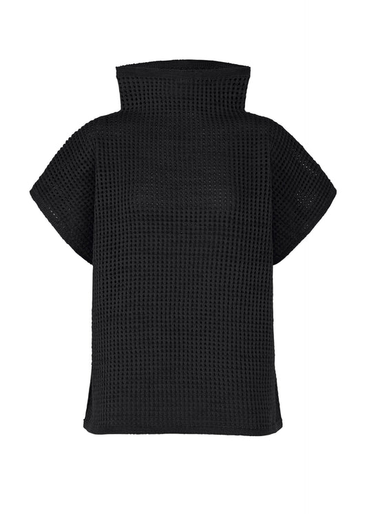 A product shot of the PLEATS PLEASE ISSEY MIYAKE DOT KNIT shirt in black.