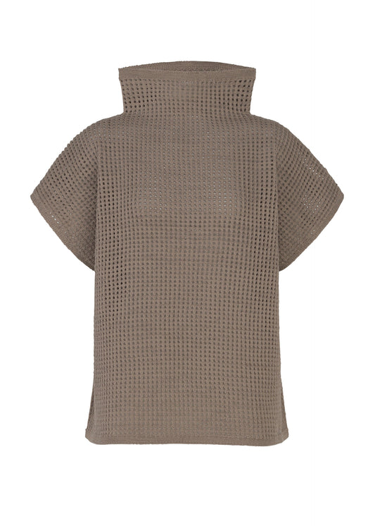 A product shot of the PLEATS PLEASE ISSEY MIYAKE DOT KNIT shirt in greige.