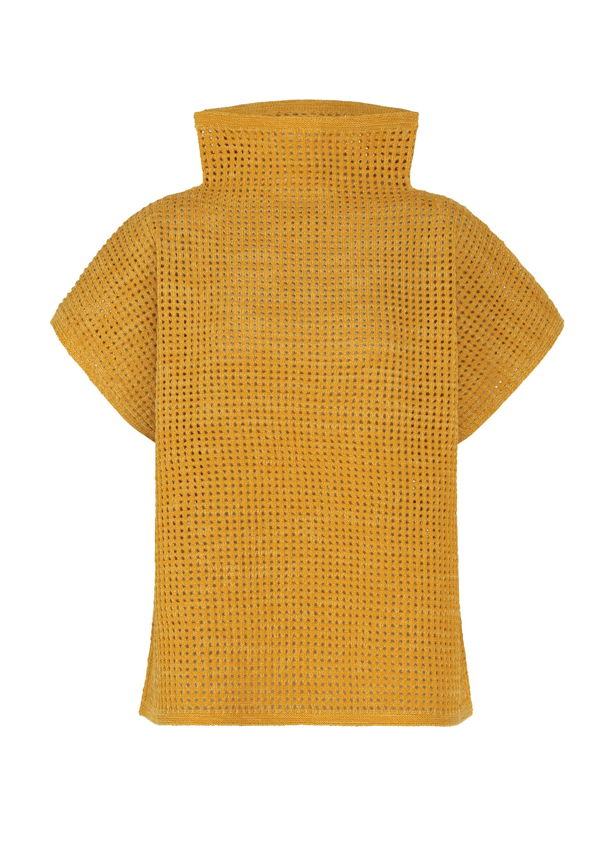 A product shot of the PLEATS PLEASE ISSEY MIYAKE DOT KNIT shirt in ocher.