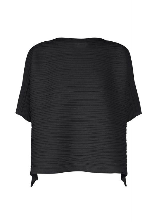 A product shot of the PLEATS PLEASE ISSEY MIYAKE PAPER BOUNCE KNIT shirt in black.