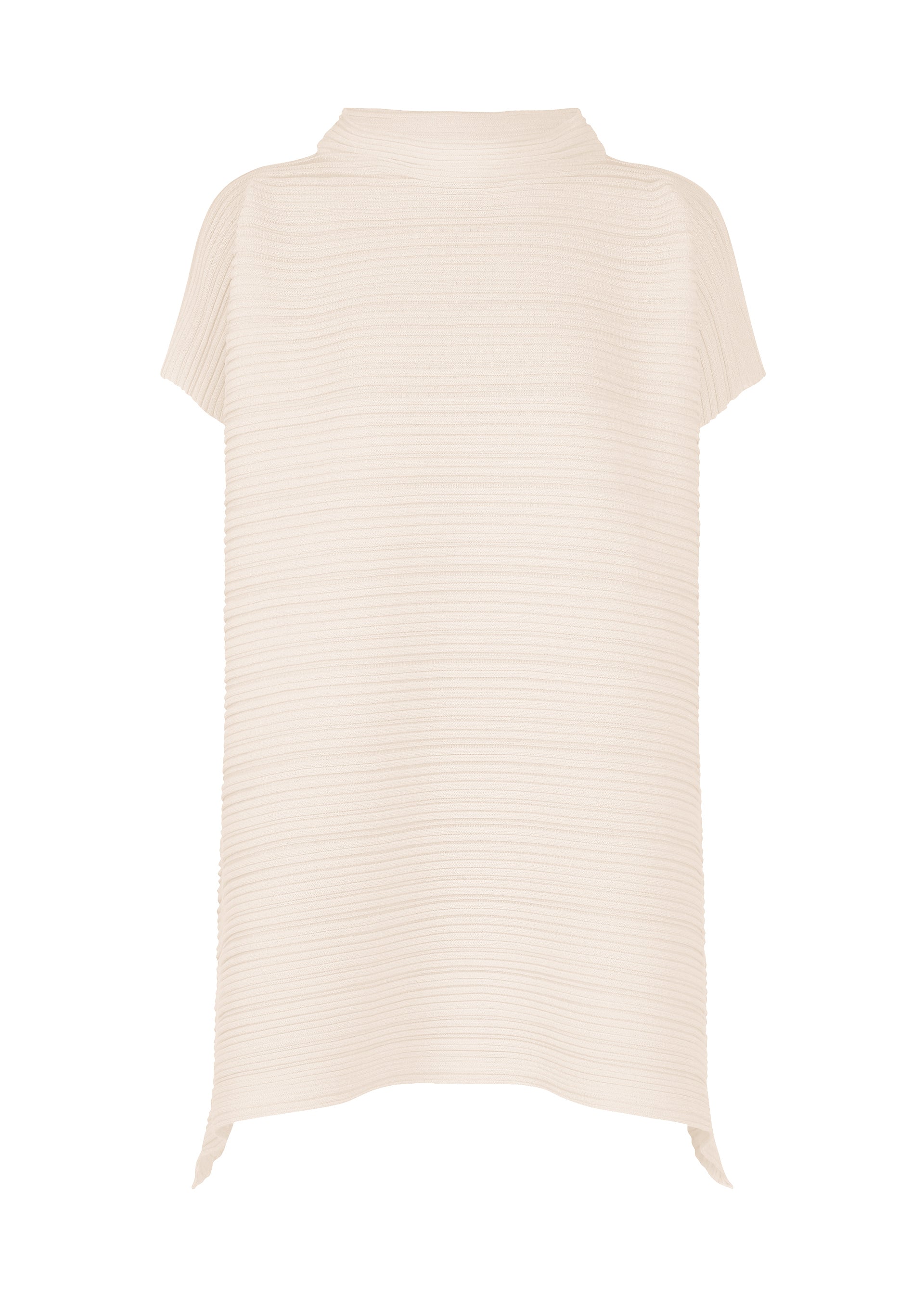 A product shot of the PLEATS PLEASE ISSEY MIYAKE PAPER BOUNCE KNIT shirt in white.