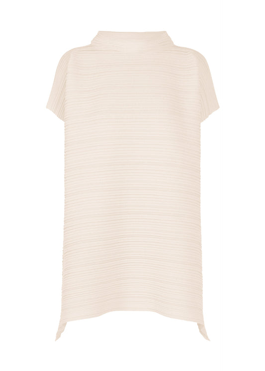 A product shot of the PLEATS PLEASE ISSEY MIYAKE PAPER BOUNCE KNIT shirt in white.