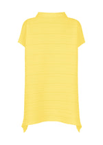A detail shot of the PLEATS PLEASE ISSEY MIYAKE PAPER BOUNCE KNIT shirt.