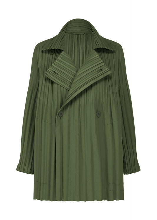 A product shot of the PLEATS PLEASE ISSEY MIYAKE SMOOTH COAT coat in khaki.