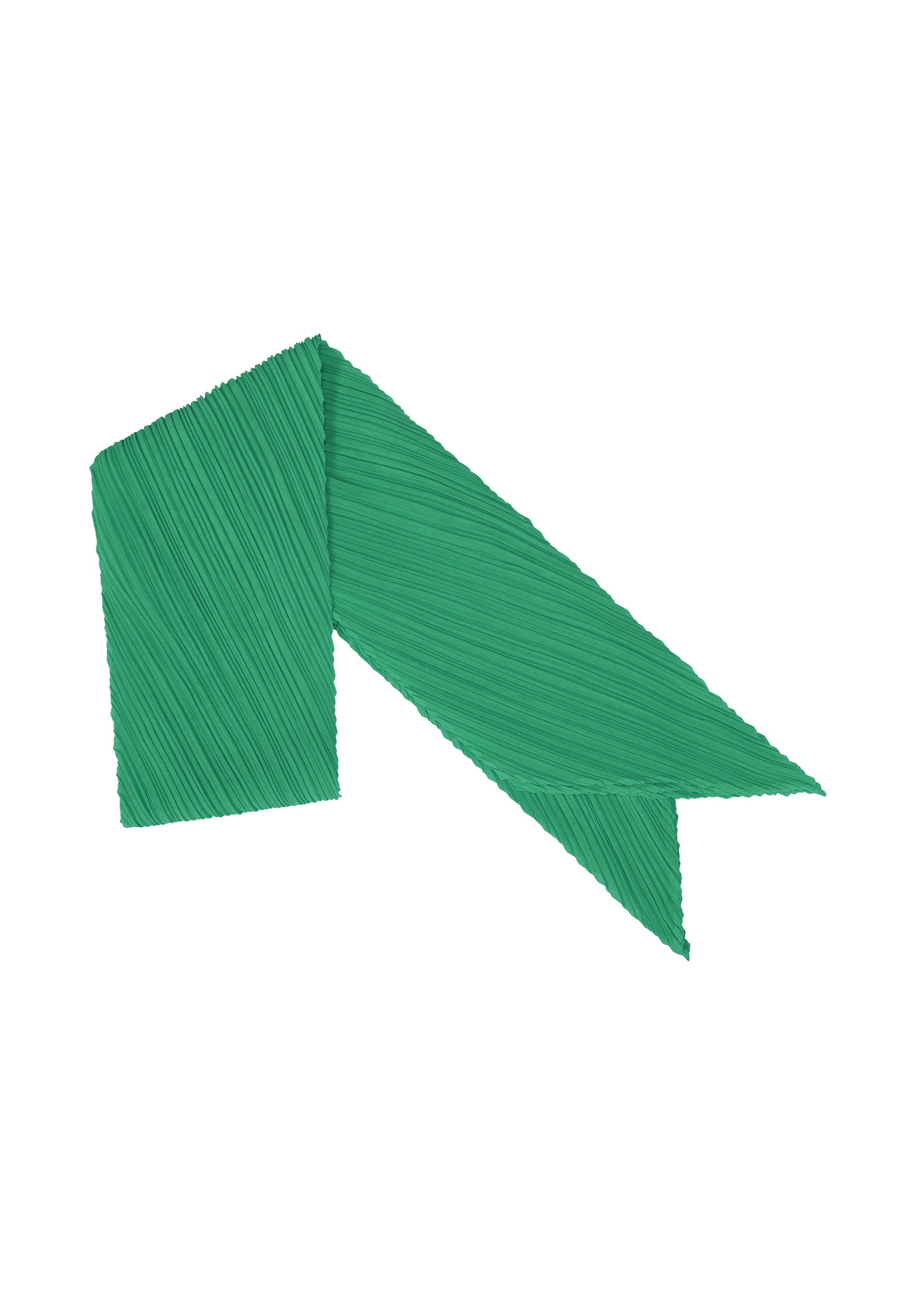 A product shot of the PLEATS PLEASE ISSEY MIYAKE MONTHLY SCARF JULY stole in fresh green.