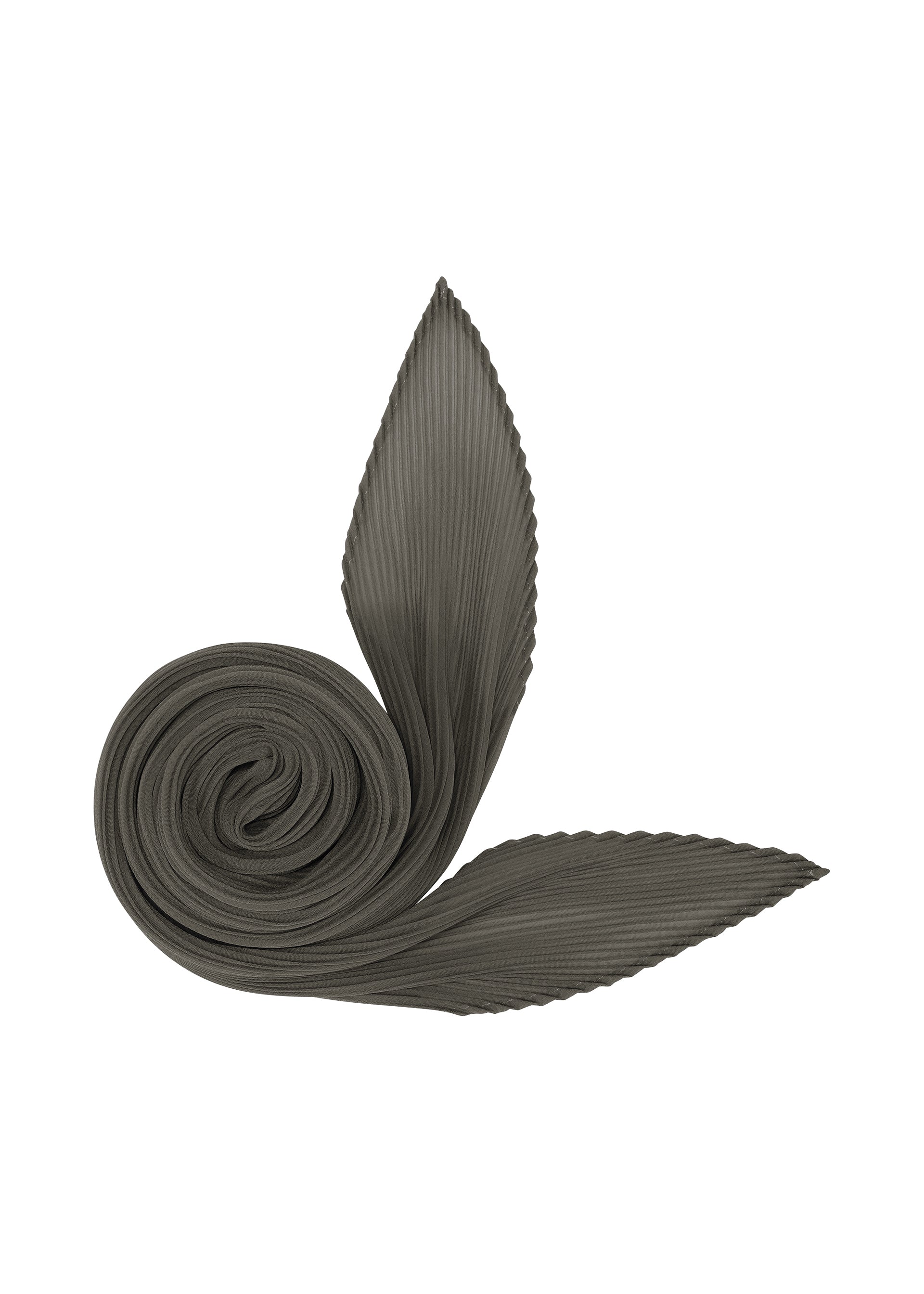 A product shot of the PLEATS PLEASE ISSEY MIYAKE MONTHLY SCARF AUGUST stole in charcoal.