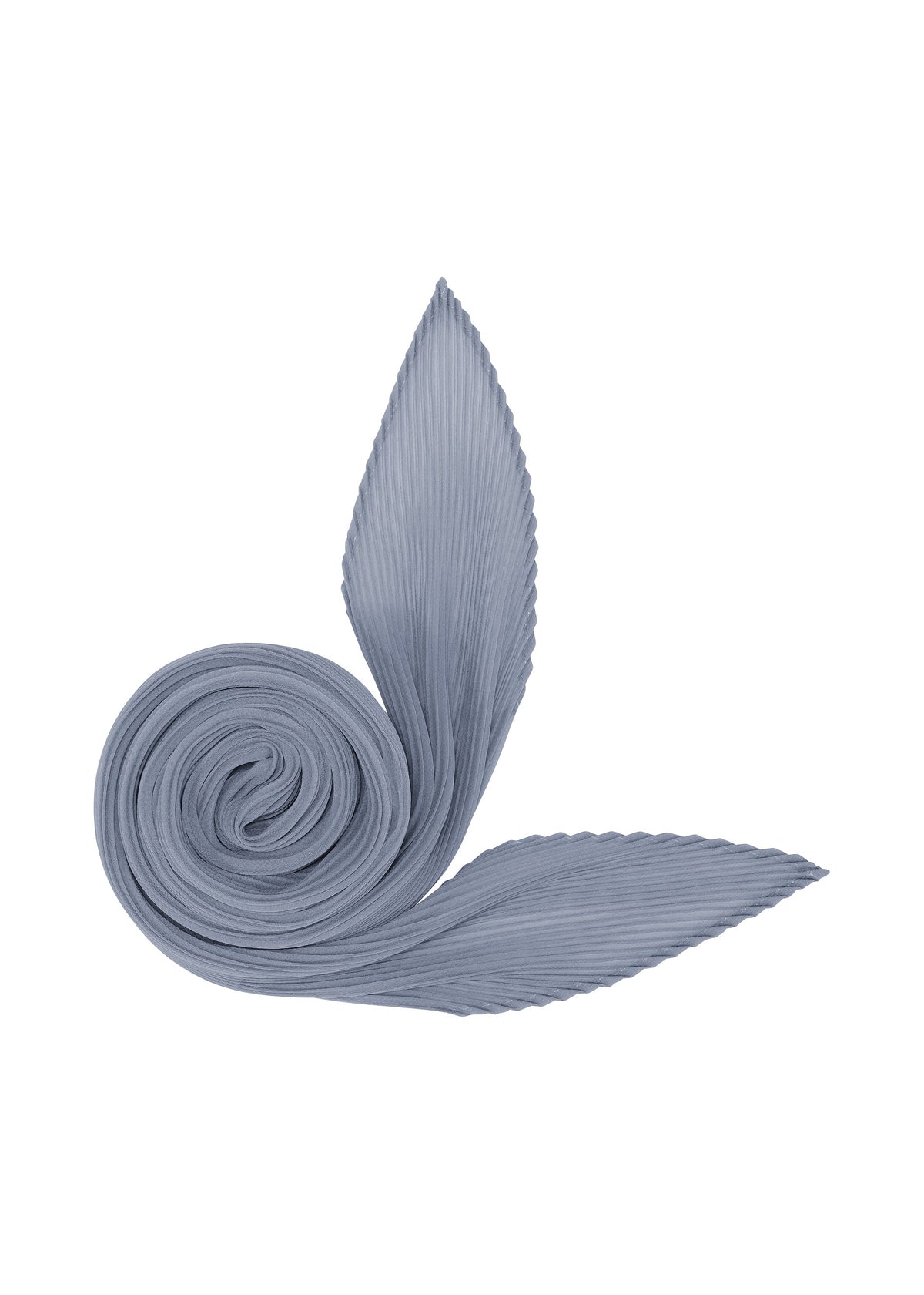 A product shot of the PLEATS PLEASE ISSEY MIYAKE MONTHLY SCARF AUGUST stole in light blue.