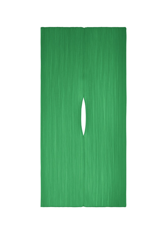 A product shot of the PLEATS PLEASE ISSEY MIYAKE MADAME-T OCTOBER stole in green.