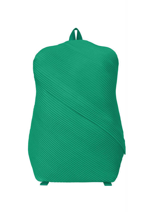 A product shot of the PLEATS PLEASE ISSEY MIYAKE BIAS PLEATS BACKPACK bag in fresh green.