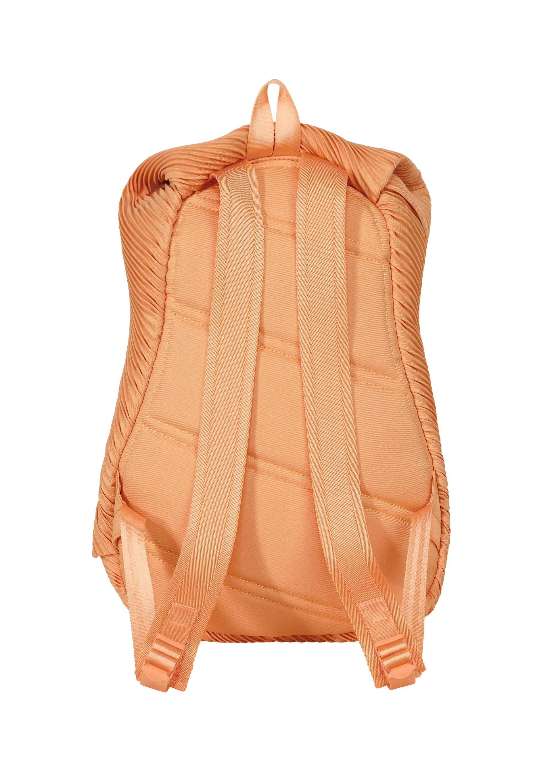 A detail shot of the PLEATS PLEASE ISSEY MIYAKE BIAS PLEATS BACKPACK bag.