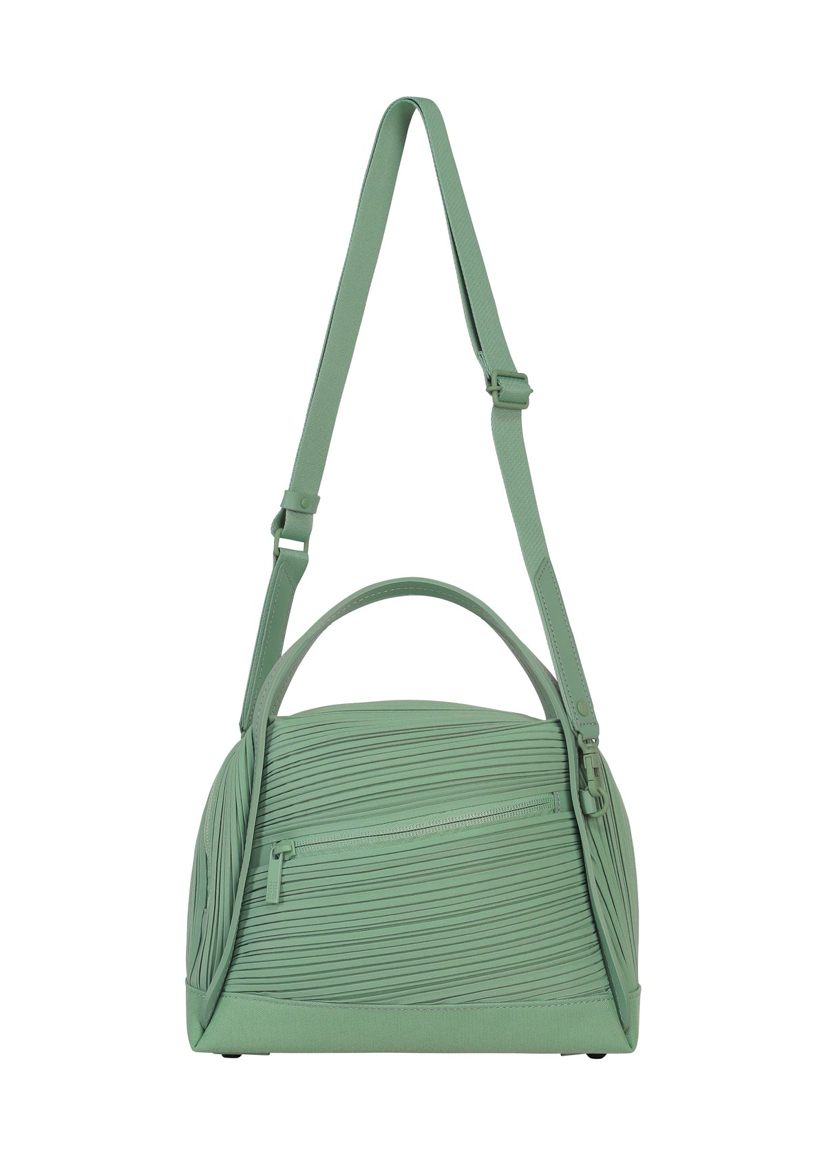 A product shot of the PLEATS PLEASE ISSEY MIYAKE BIAS PLEATS BAG bag in grayish green.