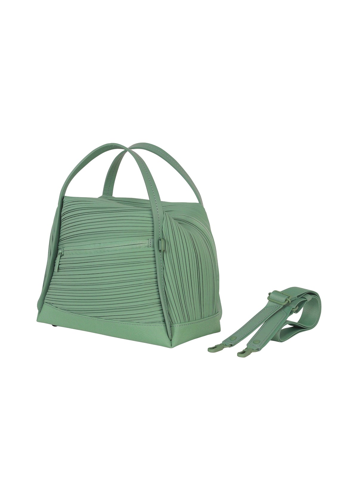 A detail shot of the PLEATS PLEASE ISSEY MIYAKE BIAS PLEATS BAG bag.