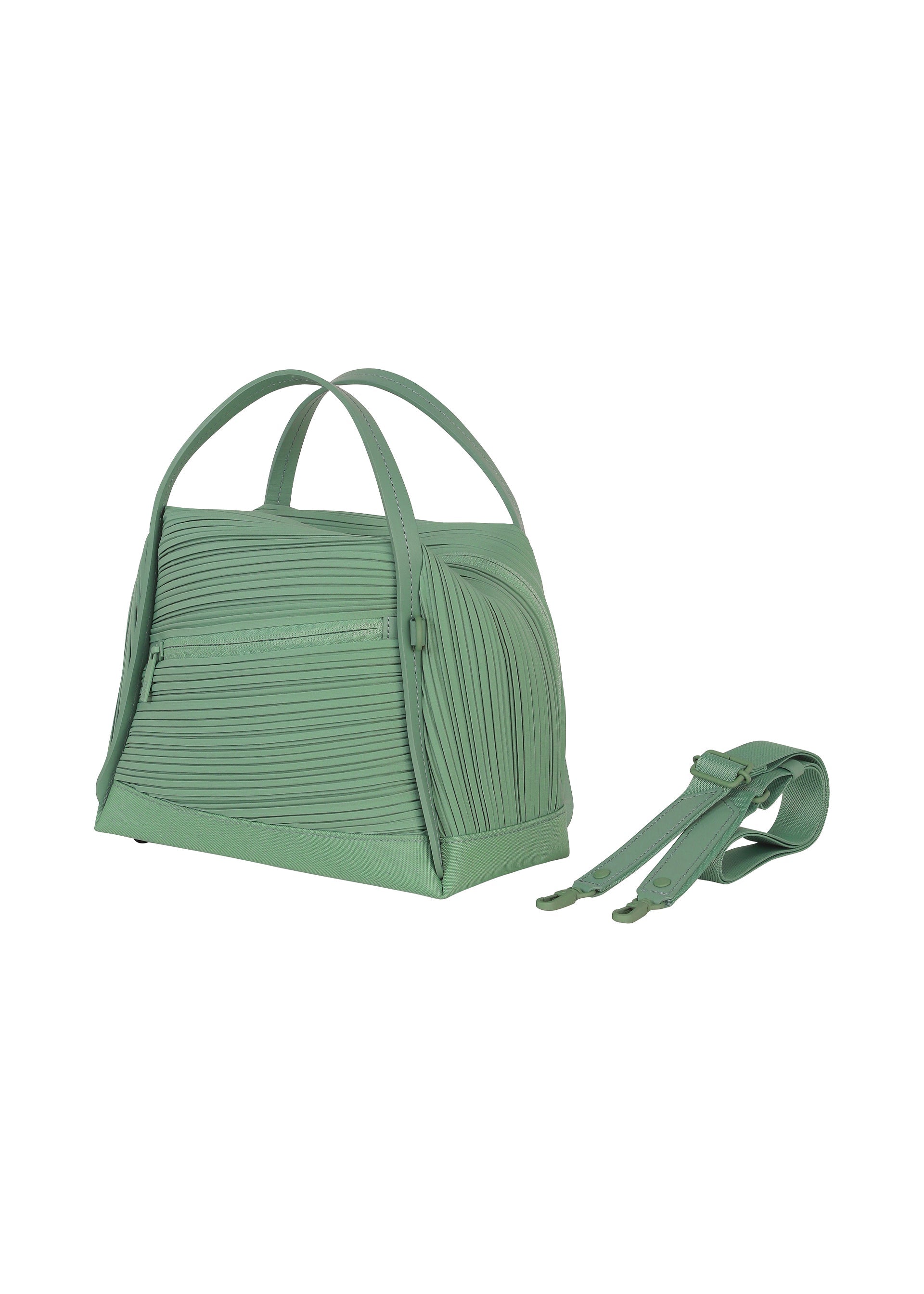 A detail shot of the PLEATS PLEASE ISSEY MIYAKE BIAS PLEATS BAG bag.