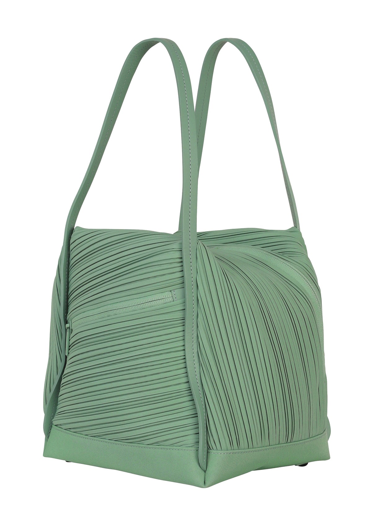 A detail shot of the PLEATS PLEASE ISSEY MIYAKE BIAS PLEATS BAG bag.