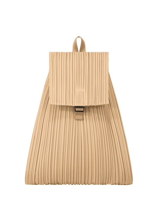 A product shot of the PLEATS PLEASE ISSEY MIYAKE PLEATS KNAPSACK bag in ash beige.